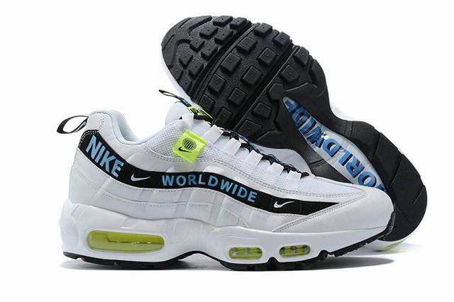 Nike Air Max 95 Men's Shoes Worldwide White Black Green-90 - Click Image to Close